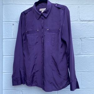 Michael Kors | purple button up blouse | size L